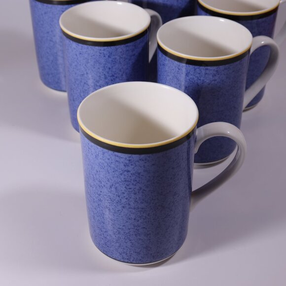 Victoria & Beale Casual Primary Mix 9049 Tall Coffee Mugs Blue Speckled Set of 6 - Picture 2 of 7